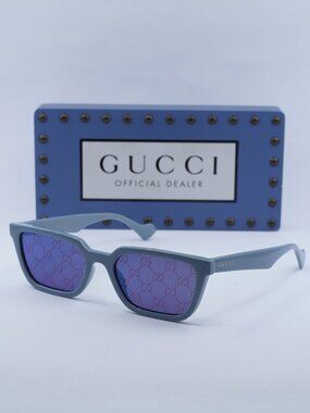 Gucci GG1539S 003 Rectangle Sunglasses - Light Blue / Violet
